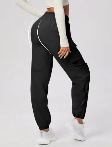 DLOODA Hiking Baggy Cargo Joggers with Pockets, Black