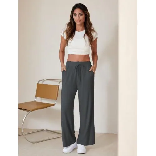 DLOODA High Waist Lounge Drawstring Sweatpants, Deep Grey, view 5
