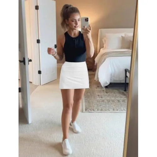 DLOODA High Waist Tennis Skirt, White, view 5