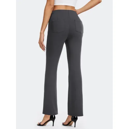 DLOODA High Waist Work Bootcut Pants with Pockets, Dark Grey, view 2