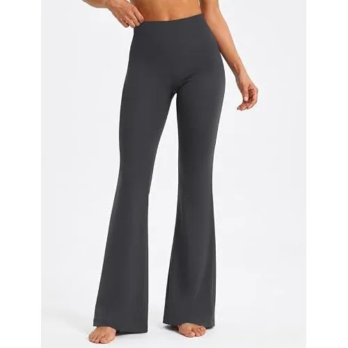 DLOODA High Waist Yoga Flare Leggings Buttery Soft, Dark Grey, view 2