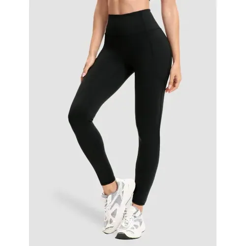 DLOODA High Waist Yoga Leggings with Pockets, Black, view 2