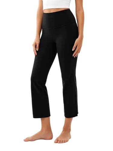 DLOODA High Waist Yoga Cropped Capri Pants, Black