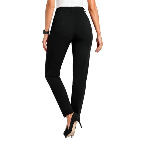 DLOODA High Waist Work Straight Leg Pants, Black, view 2