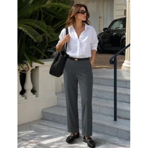 DLOODA Work Wide Leg Pants, Dark Grey, view 4