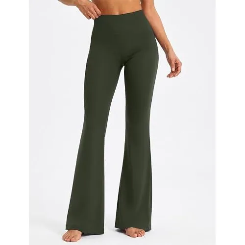DLOODA High Waist Yoga Flare Leggings Buttery Soft, Olive Green, view 2