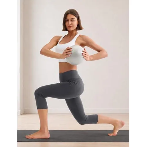 DLOODA High Waist Yoga Capri Leggings with Pockets, Tummy Control, Dark Grey, view 4
