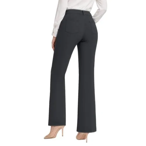 DLOODA High Waist Work Dress Pants with Pockets, Deep Grey, view 2