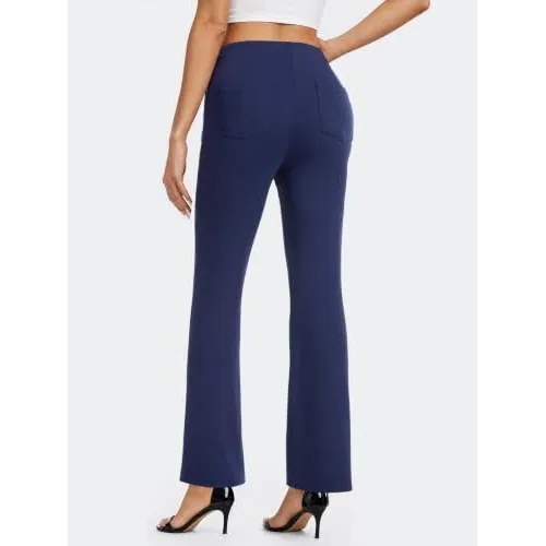 DLOODA High Waist Work Bootcut Pants with Pockets, Navy, view 2