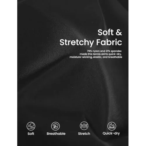 DLOODA High Waist Tennis Skort Crossover, with Pockets, Black, view 4