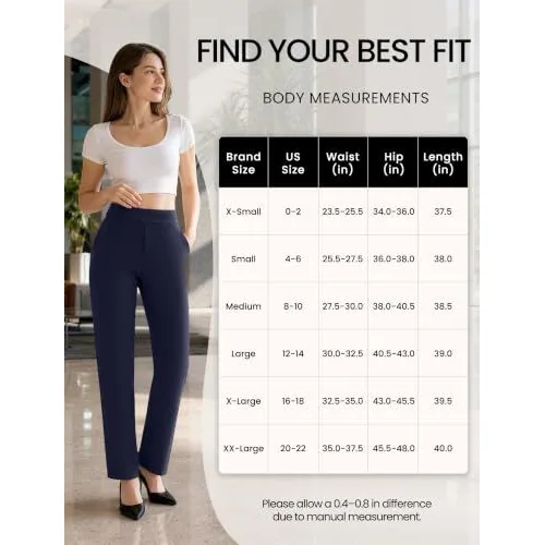 DLOODA High Waist Work Straight Leg Pants, Navy, view 3