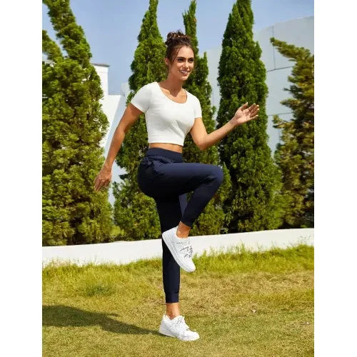 DLOODA High Waist Yoga Lightweight Sweatpants, Navy, view 3