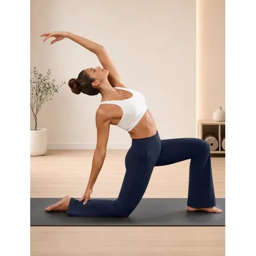 DLOODA High Waist Yoga Wide Leg Pants, Navy, view 2