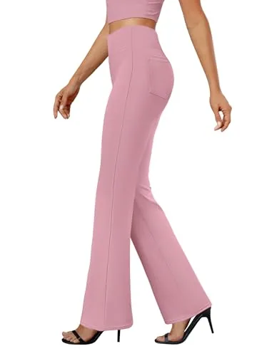 DLOODA Work Bootcut Pants with Pockets, Pink