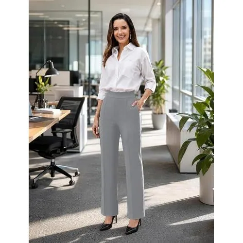 DLOODA Work Wide Leg Pants, Light Grey, view 4