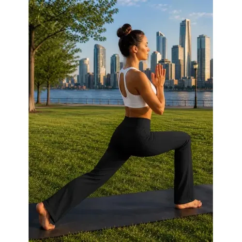 DLOODA High Waist Yoga Wide Leg Pants, Black, view 3
