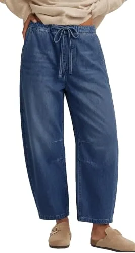 DLOODA High Waist Baggy Wide Leg Jeans, Medium Blue