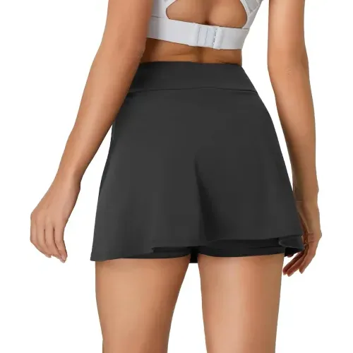 DLOODA High Waist Tennis Skort with Pockets, Deep Grey, view 5