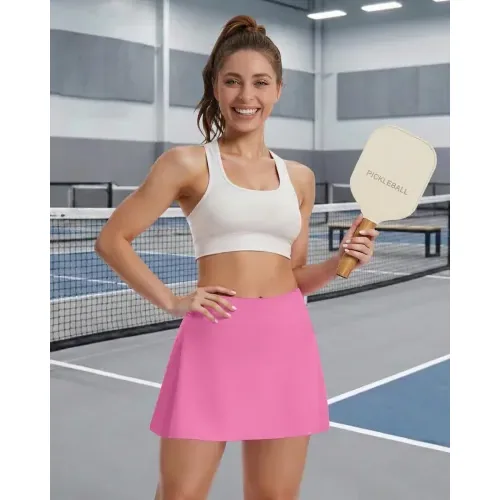 DLOODA High Waist Tennis Skort with Pockets, Pink, view 5