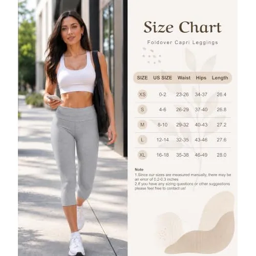 DLOODA High Waist Yoga Cropped Capri Leggings, Light Grey, view 4