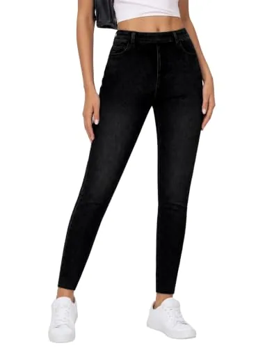 DLOODA High Waist Jeans with Pockets, Black