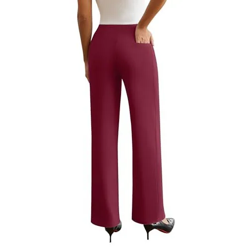 DLOODA Work Wide Leg Pants, Wine Red, view 2