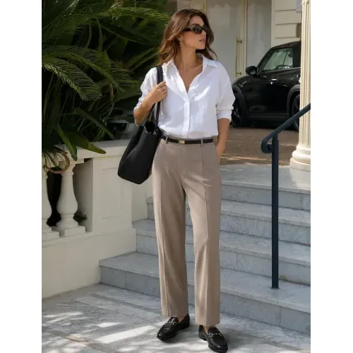 DLOODA Work Wide Leg Pants, Light Coffee, view 5