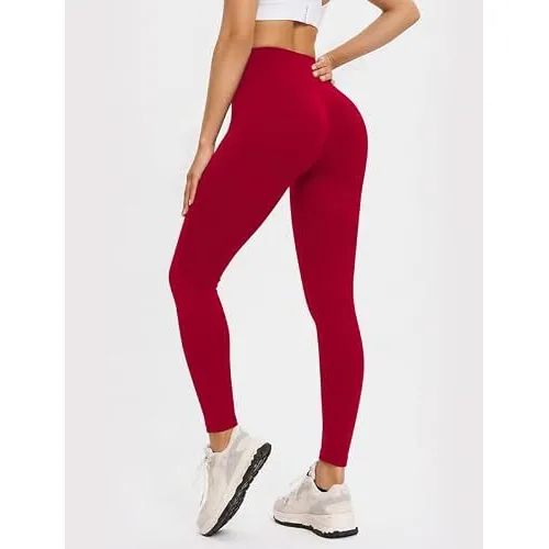 DLOODA High Waist Yoga Leggings, Red, view 2