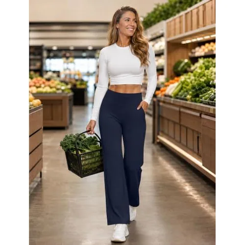 DLOODA High Waist Yoga Wide Leg Pants, Navy, view 5