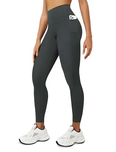 DLOODA High Waist Yoga Leggings with Pockets, Dark Grey
