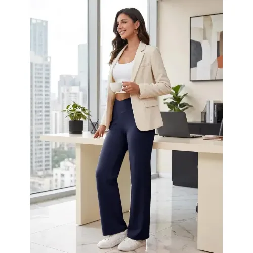 DLOODA High Waist Yoga Sweatpants Crossover, with Pockets, Navy, view 6