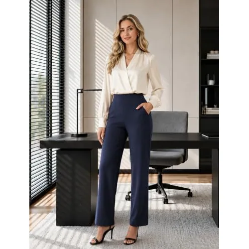 DLOODA High Waist Yoga Sweatpants with Pockets, Navy, view 5