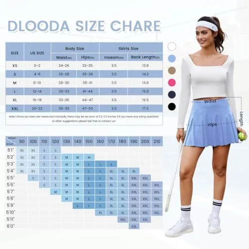 DLOODA High Waist Pleated Tennis Skirt, White, view 6