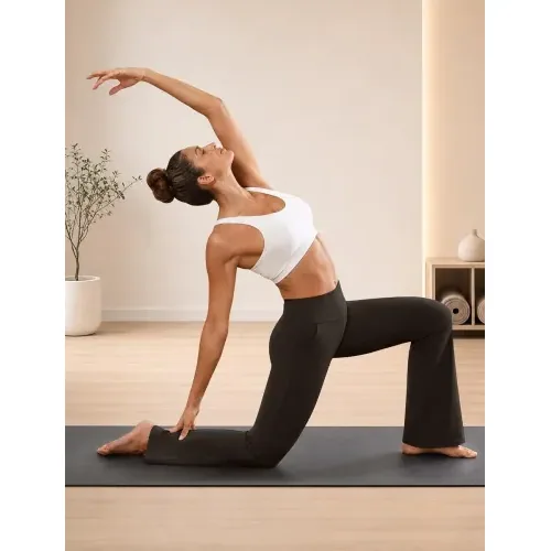 DLOODA High Waist Yoga Wide Leg Pants, Brown, view 2