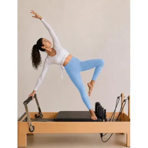 DLOODA High Waist Yoga Leggings, Light Blue, view 3