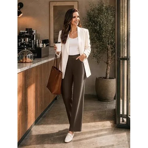 DLOODA Work Wide Leg Pants, Brown, view 2