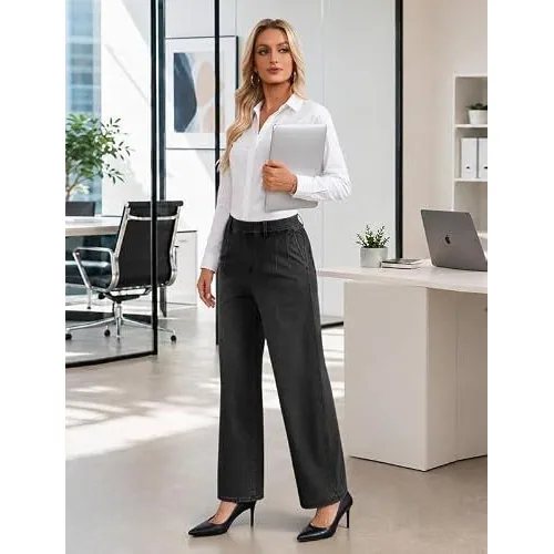 DLOODA High Waist Denim Wide Leg Jeans, Dark Grey, view 3