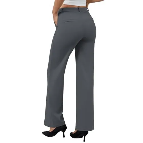 DLOODA High Waist Work Wide Leg Pants, Dark Grey, view 2