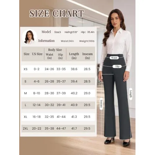 DLOODA High Waist Work Dress Pants with Pockets, Deep Grey, view 4