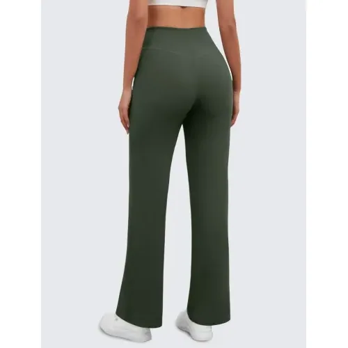 DLOODA High Waist Yoga Sweatpants Crossover, with Pockets, Olive Green, view 4