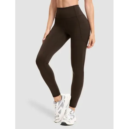 DLOODA High Waist Yoga Leggings with Pockets, Brown, view 2