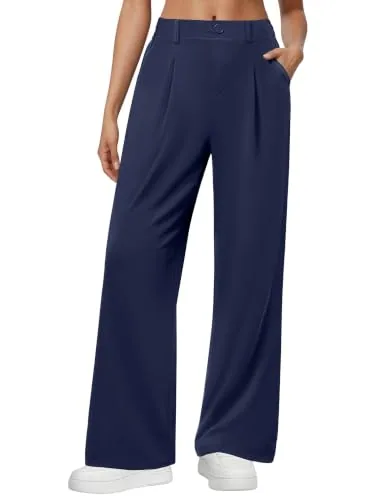 DLOODA High Waist Work Wide Leg Pants, Navy