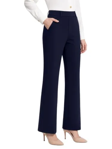 DLOODA High Waist Work Dress Pants with Pockets, Navy