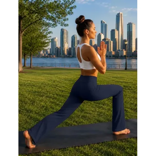DLOODA High Waist Yoga Wide Leg Pants, Navy, view 3