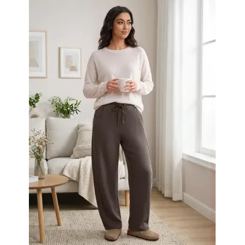 DLOODA Lounge Sweatpants with Pockets, Brown, view 3