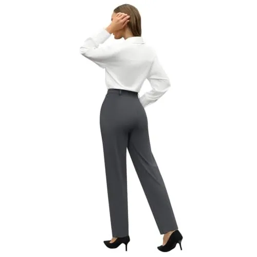 DLOODA High Waist Work Dress Pants, Deep Grey, view 2
