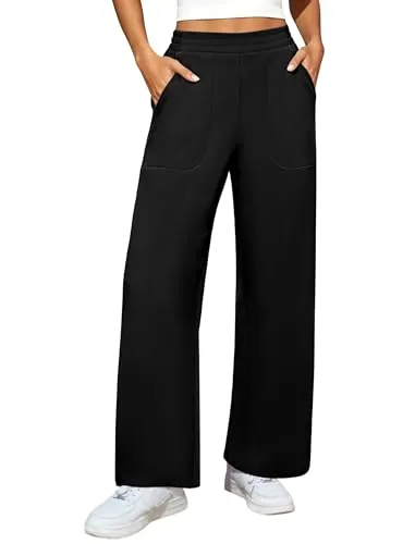 DLOODA High Waist Work Wide Leg Pants with Pockets, Black