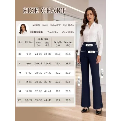 DLOODA High Waist Work Dress Pants with Pockets, Navy, view 4
