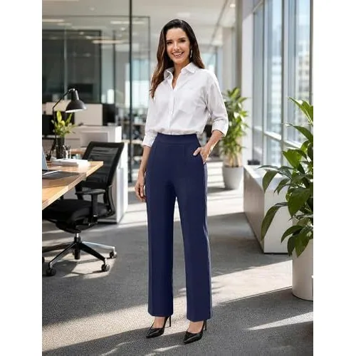 DLOODA Work Wide Leg Pants, Navy, view 4