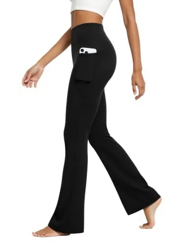 DLOODA High Waist Yoga Flare Leggings with Pockets, Black